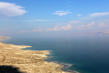 The Dead Sea is a salt lake between Israel, Jordan and the West Bank of the Jordan River.