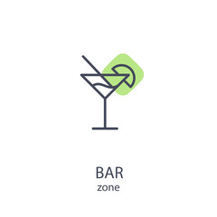 Obraz premium Simple Cocktail Icon in Line Art Style. Bar Zone Concept Icon Thin Line Illustration on White Background
