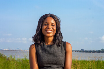 Young woman of African Decent, Outdoor smilling