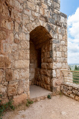 Obraz premium The well-preserved remains of the Yehiam Crusader fortress at Kibbutz Yehiam, in Galilee, northern Israel