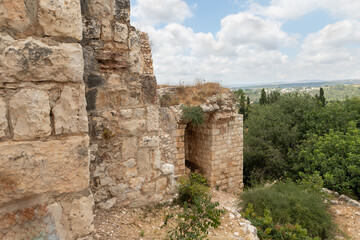 The well-preserved  remains of the Yehiam Crusader fortress at Kibbutz Yehiam, in Galilee, northern Israel