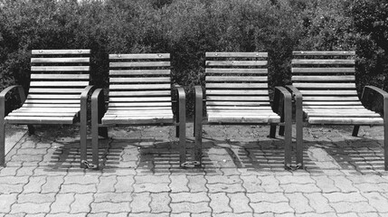wooden seats in a city