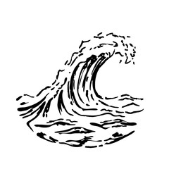 Wave ink vector drawing. Wave logo design element.