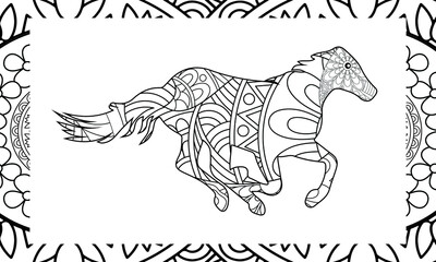 Animal coloring pages for Adults. hand drawing coloring book and page. this is powerful line art for animal chinese coloring pages.