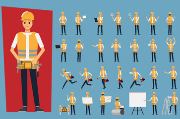 Technician and builders and engineers and mechanics set ,Vector illustration cartoon character.