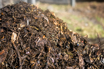 Compost pile, organic thermophilic compost turning in Tasmania Australia 