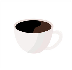 Cup of coffee isolated. Hot drink. Flat vector illustration. Black coffee, espresso.
