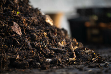 Compost pile, organic thermophilic compost turning in Tasmania Australia 