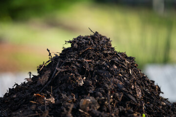 Compost pile, organic thermophilic compost turning in Tasmania Australia 