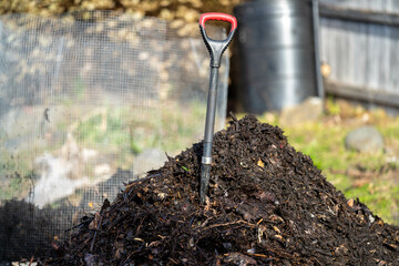 Compost pile, organic thermophilic compost turning in Tasmania Australia 