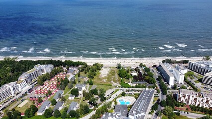 aerial view of beach Kołobrzeg - obrazy, fototapety, plakaty