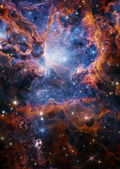 Nebula in outer space, planets and galaxy - obrazy, fototapety, plakaty