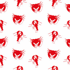 Seamless pattern with crayfish. Vector illustration.