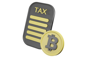 3d bitcoin and tax icon cryptocurrency in duo tone color illustration