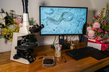 soil laboratory with a microscope in australia