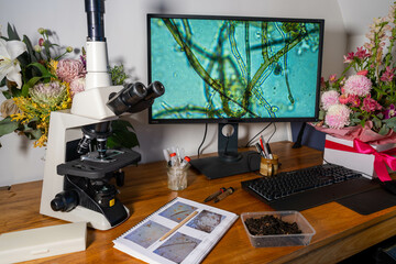 soil laboratory with a microscope in australia