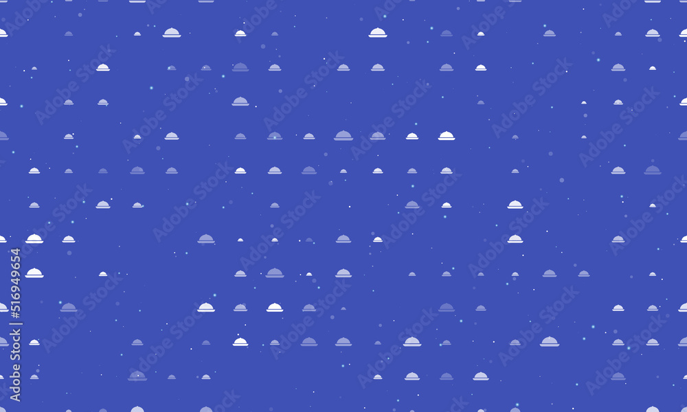Poster seamless background pattern of evenly spaced white cloche symbols of different sizes and opacity. ve