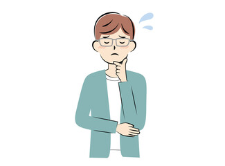 悩んでいる若い私服の男性