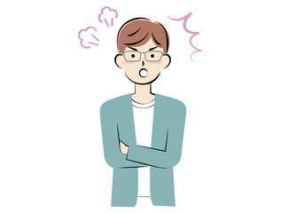 怒っている若い私服の男性