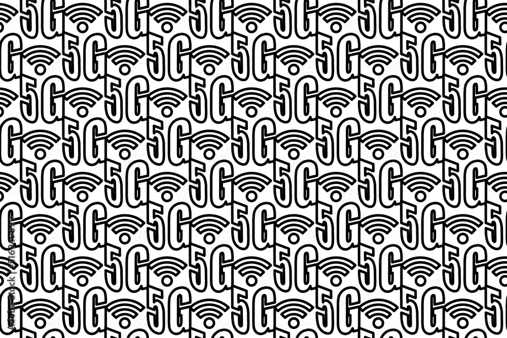 Poster seamless pattern completely filled with outlines of 5g symbols. elements are evenly spaced. vector i