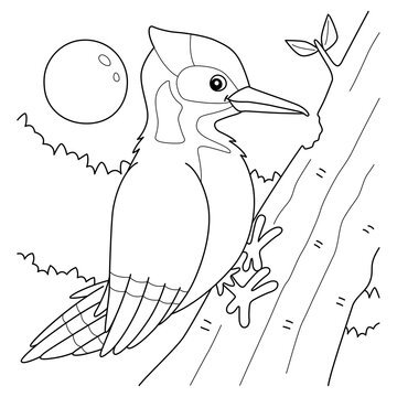 recommend clip art: Woodpecker Bird Animal Coloring Page for Kids
