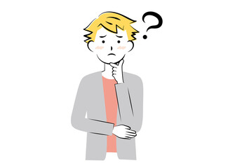 悩んでいる若い私服の男性　3c