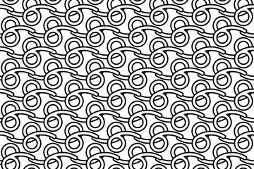 Seamless pattern completely filled with outlines of cancer zodiac symbols. Elements are evenly spaced. Vector illustration on white background