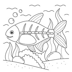 X-ray Fish Animal Coloring Page for Kids