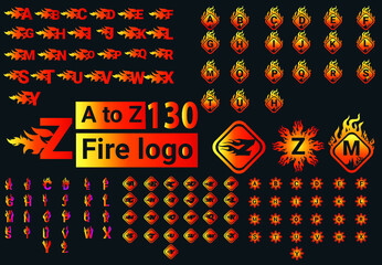 Fire A to Z Letter Logo And Icon Design Bundle