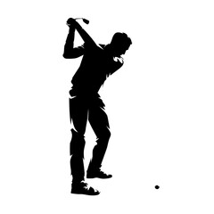 Golf player logo, isolated vector silhouette. Golf swing