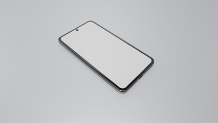Smartphone isolated on white background with emty white screen. 3d render
