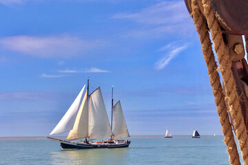 Terschelling, Netherlands. May 2017. Old sailingships at the Waddenzee