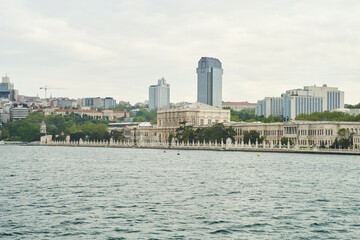 Naklejka premium View of Dolmabahce Palace from Bosphorus in Istanbul, Turkey. High quality photo