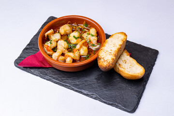 Prawns baked in garlic oil and chilli