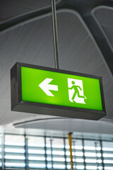 modern architecture in airport and exit sign