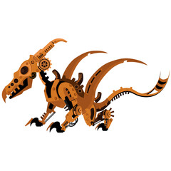 Vector steampunk pteranodon dinosaur lizard. Mechanical reptile on a white isolated background. © Александр Колесников