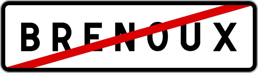 Panneau sortie ville agglomération Brenoux / Town exit sign Brenoux