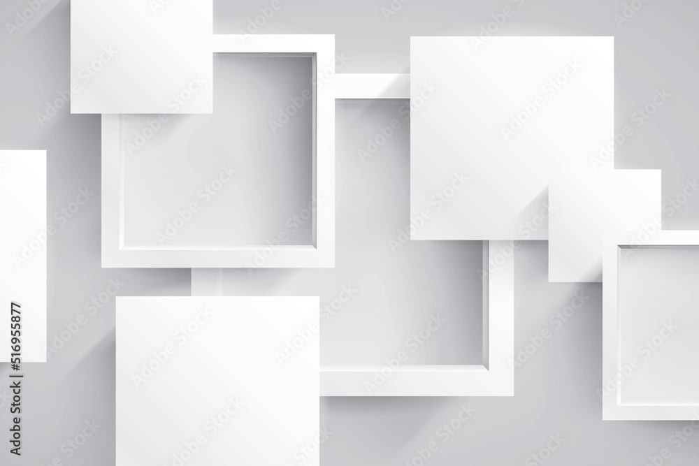 Poster white empty squares and frames, abstract composition. vector design background