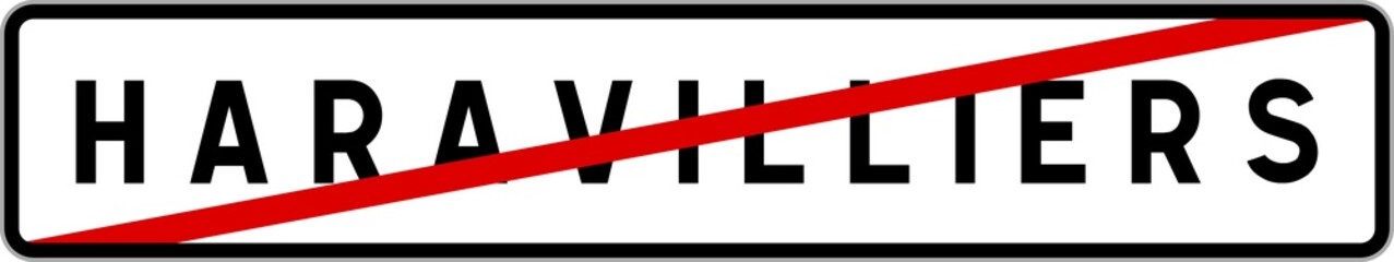Panneau sortie ville agglomération Haravilliers / Town exit sign Haravilliers