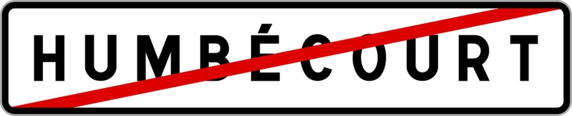 Obraz premium Panneau sortie ville agglomération Humbécourt / Town exit sign Humbécourt