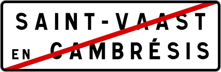 Panneau sortie ville agglomération Saint-Vaast-en-Cambrésis / Town exit sign Saint-Vaast-en-Cambrésis