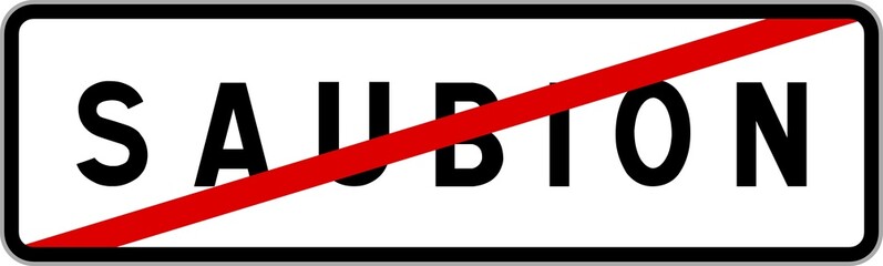 Panneau sortie ville agglom&eacute;ration Saubion / Town exit sign Saubion