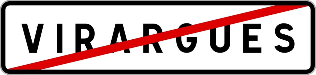 Panneau sortie ville agglomération Virargues / Town exit sign Virargues