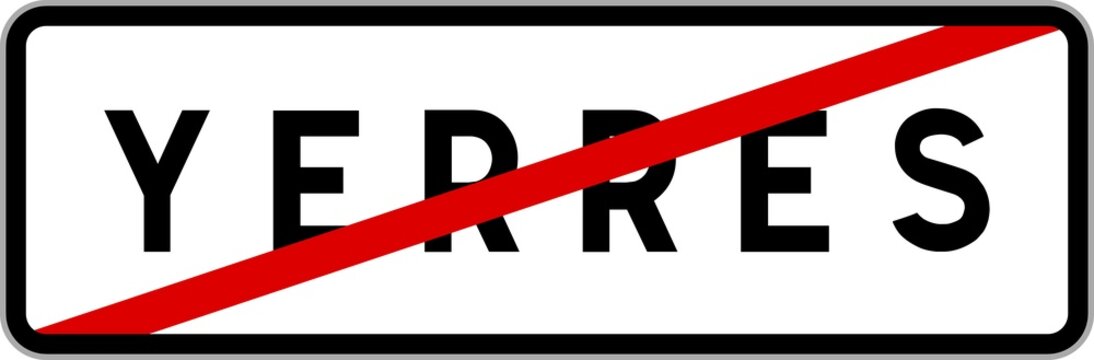 Panneau sortie ville agglom&eacute;ration Yerres / Town exit sign Yerres