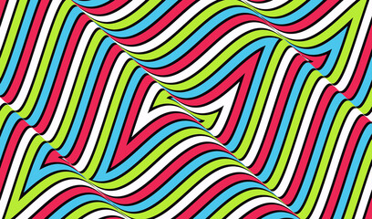 Optic art illustration of colored squares. The geometric background by stripes. 3d vector pattern for brochure, annual report, magazine, poster, presentation, flyer or banner.