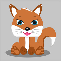 cute cartoon fox sitting illustration