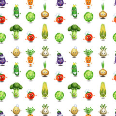 Seamless pattern with cartoon vegetables, baby pattern
