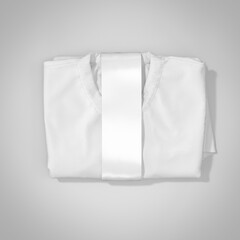 Folded white t-shirt with label, mockup, 3d rendering