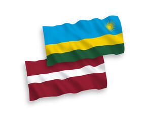 Flags of Latvia and Republic of Rwanda on a white background