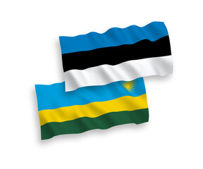 Flags of Republic of Rwanda and Estonia on a white background